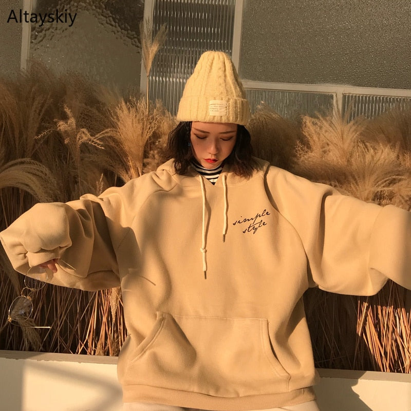 Thicker Plus Velvet Warm Soft Letter Printed Sweatshirts