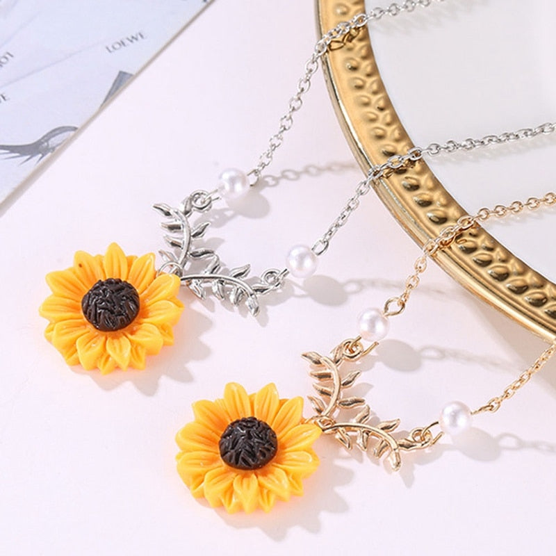 Sunflower Pendant Necklace For Women