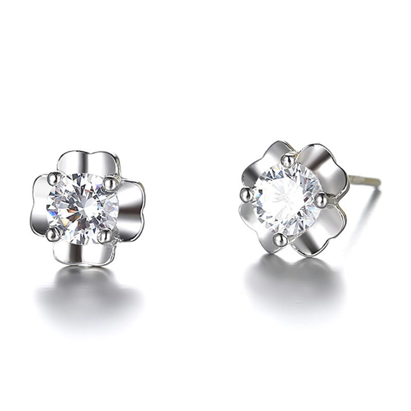 Flower Dolphin Daisy Silver Plated Stud Earrings