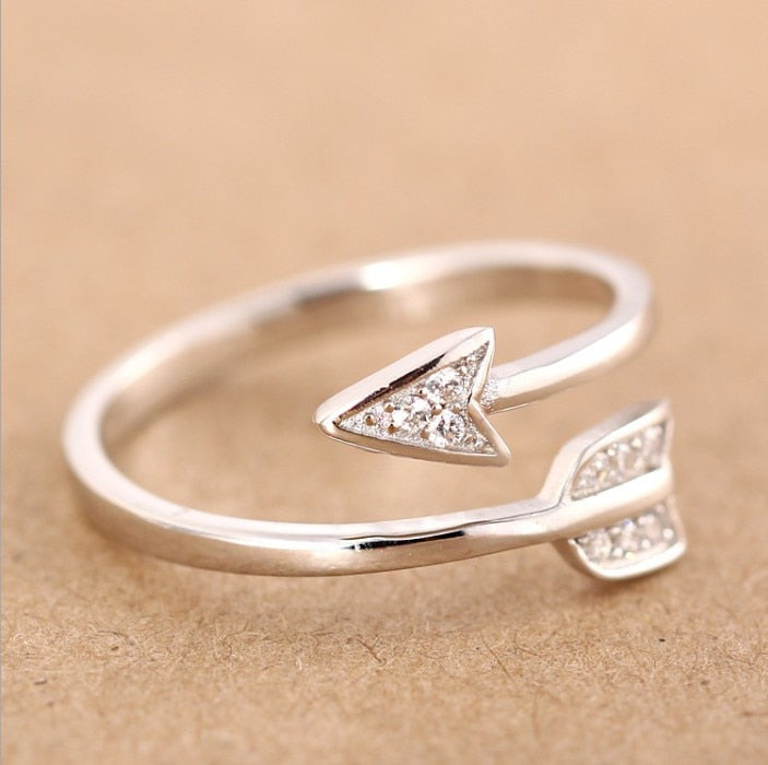 Silver Plated Arrow crystal rings