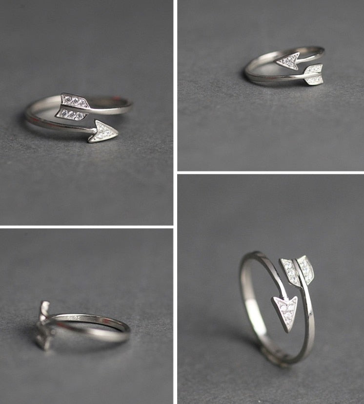 Silver Plated Arrow crystal rings